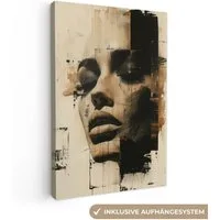 OneMillionCanvasses® Leinwandbild Frau - Gesicht - Abstrakt - Kunst, Fotodruck (1 St), Leinwand Canvas Wandbild, Wanddekoration 20x30 cm