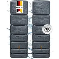 4rain Regentonne SLIM STONE DECOR Wandtank-Set 700 L graphite grey, 700 l