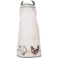 Clayre & Eef Kochschürze Barnyard Chicken, (1-tlg., 1-teilig), Küchenschürze Nackenband aufgesetzte Tasche ca.70x85cm Baumwolle