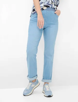 Raphaela by Brax Damen Five-Pocket-Hose Style CARINA FUN BLEACHED LIGHT BLUE SLIGHTUSED, denim hellblau, Gr. 36
