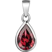 Materia Kettenanhänger Tropfen Granat Edelstein Rot KA-274, 925 Sterling Silber, rhodiniert