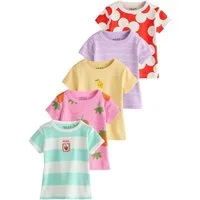 Next T-Shirt Gerippte kurzärmelige Oberteile, 5er-Pack (5-tlg)
