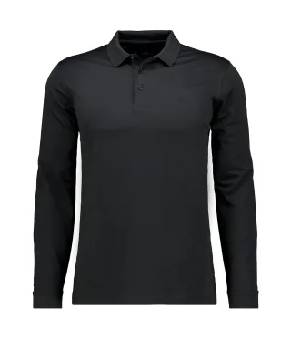 RAGMAN - Softknitpolo langarm Modern Fit schwarz - Gr. - M