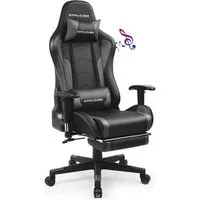 GTPLAYER Gaming-Stuhl Bürostuhl Gamer Stuhl mit Fußstützen Bluetooth Lautsprecher, Ergonomischer Musik Computerstuhl inkl. Lendenwirbel- und Nackenkissen