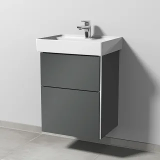 Sanipa 3way Waschtischunterbau zu Villeroy & Boch Collaro Waschtisch mit 2 Auszügen, Anthrazit-Glanz BS83279