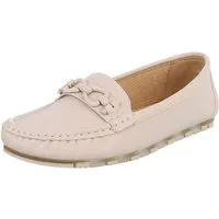 Ital-Design Eleganter Mokassin mit Schnalle für Damen im Alltag Slipper (90793503) Flach Mokassins in Beige