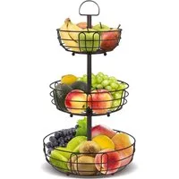 Diwzbyn Etagere 3-stöckige Obst-Etagere aus Metall im Bronzeton – stilvolle Obstschale, Metall, zur Aufbewahrung von Obst, Gemüse und Snacks für die Küche
