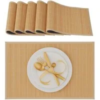 relaxdays Platzset Tischset 6er Set Bambus, (6er Set), natur