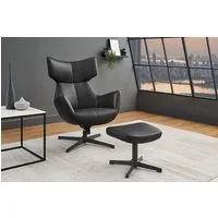 riess-ambiente Fußhocker VOGUE 45cm schwarz- Kunstleder, drehbar, Metallbeine, modern, flexibel (Einzelartikel, 1 St), Fußhocker im Industrial Design - ideal für Wohn- und Arbeitsbereiche