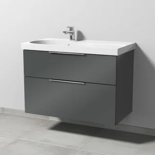 Sanipa 3way Waschtischunterbau zu Geberit Acanto Waschtisch mit 2 Auszügen, Anthrazit-Glanz UF41979