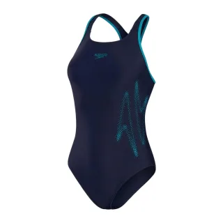Speedo - Badeanzug für Damen, Racerback (Schwarz/Grün)