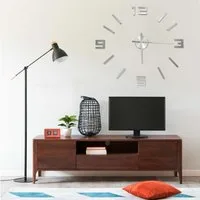 furnicato Uhr Extragroße 3D-Wanduhr Silber 100 cm mit DIY-Größe (Glänzende Zeitanzeige aus EVA-Material für Ihr Wohnzimmer-Interieur)