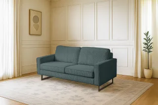 Home affaire 2-Sitzer "Pinto, 166 cm, Cord, Chenille, Lederoptik" mit Keder, schwarze Metallfüße, Wellenunterfederung