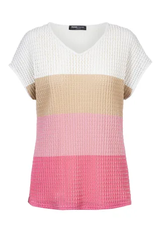 FRANK WALDER - Shirt CASUAL mit Strukturmuster pink blush/ecru - Gr. - 38
