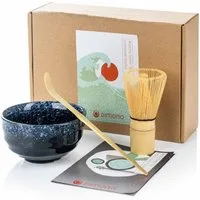 Dimono Teeglas DIMONO Matcha Tee Set–Teezubereitung Set mit Chasen, Schale & Zubehör, mit Matcha-Schale, Dosierlöffel
