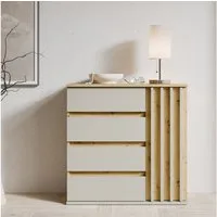 Lomadox Kommode DAVIS-166, Eiche Dekor Kaschmir Lamellen 80 cm