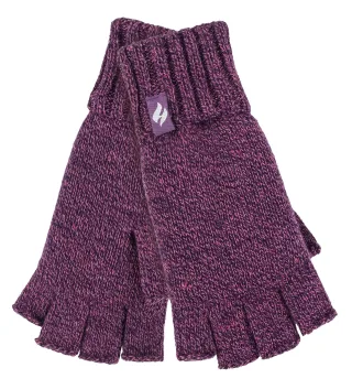 Solide gestrickte fingerlose Damenhandschuhe | WÄRMEHALTER | Lila Twist