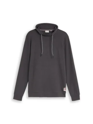 Tom Tailor - Snood Langarmshirt mit Waffelstruktur tarmac grey - Gr. - L
