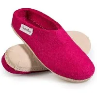 naturling Filz Damen Pantoffel Hausschuh (mit bequemer) Ledersohle