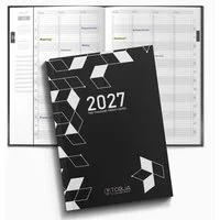 TOBJA Buchkalender Praxisplaner 2027 A5 Mono Terminplaner Friseur Salon 15 Min Takt, 15-Min-Takt 7-21 Uhr, A5, 1 Woche 2 Seiten, Mono-Design, Softcover