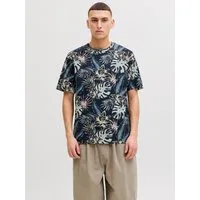 Jack & Jones Rundhalsshirt JJHONOLULU AOP TEE SS CREW NECK Baumwolle, regular fit