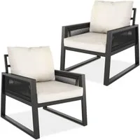 tectake Gartenlounge-Set Terrassenset Captive im Rope-Design mit Aluminiumgestell, (Set., 2-tlg), Extra dicke und große Sitzpolster und Rückenkissen
