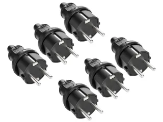 ABSINA Schutzkontaktstecker, schwarz, 6 Stück