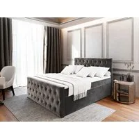 Masseno Boxbett FONDI 160x200 cm mit Bonell Matratze und Topper, Doppelbett, Polsterbett mit Kopfteil, Boxspringbett