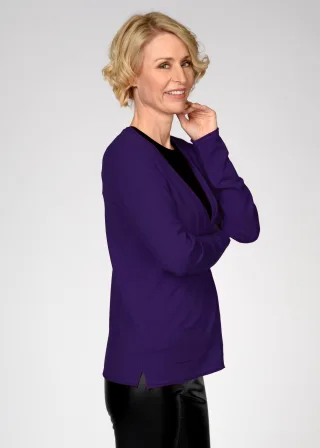 CLARINA - NOS V-Cardigan, 1/1 Arm, uni 452 PFLAUME - Gr. - 38