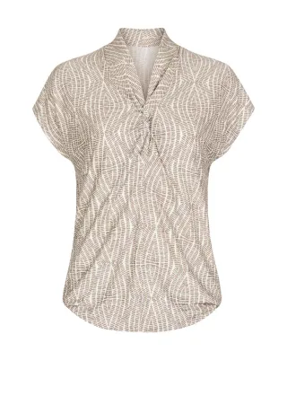 Bianca - Bluse mit V-Ausschnitt und grafischem Allover-Muster braun - Gr. - 38