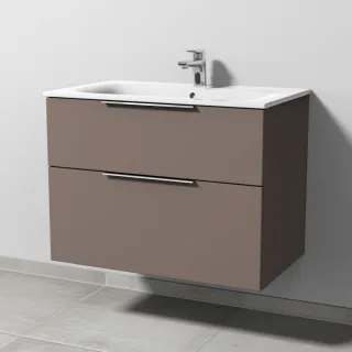 Sanipa 3way Waschtischunterbau zu Geberit Renova Plan Slim Waschtisch mit 2 Auszügen, Taupe-Matt UP6871T