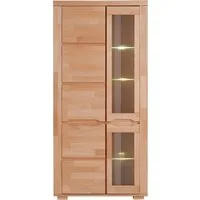 OTTO home Vitrine DENIS70, Wohnzimmer, viel Stauraum, verstellbaren Einlegeböden, geölt B/T/H:90/40/190cm, Front Kernbuche massivholz,10 Fächer, Grifflos