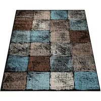 Paco Home Teppich Metro 155, rechteckig, Höhe: 12 mm, Kurzflor, modernes Karo-Muster, ideal im Wohnzimmer & Schlafzimmer