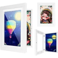 LA CUTE Bilderrahmen zum Basteln 1er Set Kinderbilderrahmen befüllbar Frontöffnung sicher aufbewahren, für 150 Bilder (Befüllbare Fototrahmen für Kinderkunstwerke bis zu Din A4 150 Blatt), 1er Set Kinderzeichnungen, mit Frontöffnung zum auffüllen, ei