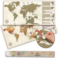 Goods+Gadgets Poster Rubbelweltkarte XXL – Poster Weltkarte zum Rubbeln im Vintage Stil, Vintage (Weltkarte zum frei Rubbeln), Rubbel Landkarte 100 x 45 cm