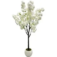Kunstbaum Weißer Künstlicher Kirschblütenbaum Mit Topf, GarveeMore, Höhe 150 cm