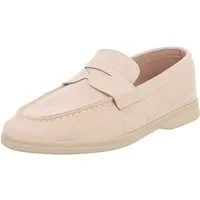 Ital-Design Elegante Mokassins für Damen – Komfortabel und Vielseitig Slipper (90033060) Blockabsatz Mokassins in Beige