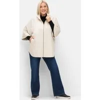 Sheego Allwetterjacke Jacke 3/4-Arm in lockerer Cape-Form, mit Wollanteil