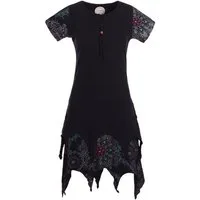 Vishes Zipfelkleid Damen Kurzarm Bedruckt Jersey Baumwolle Ethno Alternative Mode, Boho, Hippie, Ethno, Festival
