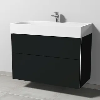Sanipa 3way Waschtischunterbau zu Kaldewei Silenio Waschtisch mit 2 Auszügen, Vulkan-Matt BP4561V