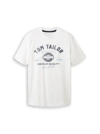 Tom Tailor - T-Shirt mit Logo-Print white - Gr. - L