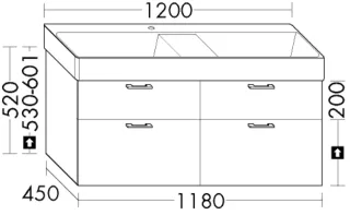Burgbad Waschtischunterschrank System 30 Preisgruppe 3 Diago 520x1180x450 Weiß Solid Matt WYFK118F3351