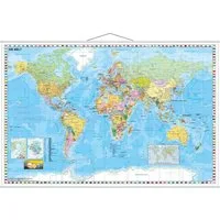 STIEFEL Wandbild Stiefel Weltkarte politisch mit Flaggenrand (137 x 89 cm)