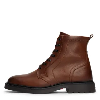 Tommy Hilfiger - Leichtgewichtiger Mid-Top Leder-Schnürstiefel braun - Gr. - 40