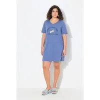 Ulla Popken Jerseykleid Jerseykleid Zitronen A-Linie V-Ausschnitt Halbarm