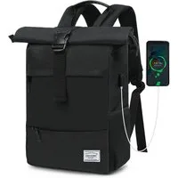 TAN.TOMI Cityrucksack Freizeitrucksack Groß Damen lässiger Rolltop Rucksack Herren Backpack (Arbeitsrucksack viele Fächer mit 15,6" Laptopfach/USB-Anschluss), Reiserucksack Lässiger Backpack Schule Freizeit Uni Arbeit Wandern