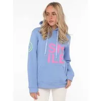 Zwillingsherz Hoodie "Alissa" Langarm, Kapuze, Neon-Details, Kordelzug, Frontprint, Kängurutasche