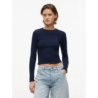 Tommy Jeans Langarmshirt TJW SLIM SH LETTUCE EDGE RIB LS mit gerippter Struktur, gewellter Saum