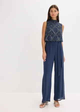 bonprix Overall mit Perlenstickerei, blau, Gr.34, Bezaubernder Overall mit Perlenstickerei im Oberteil