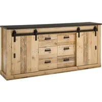 Home affaire Sideboard SHERWOOD, modernes Holz Dekor, mit Scheunentorbeschlag aus Metall, Breite 201 cm